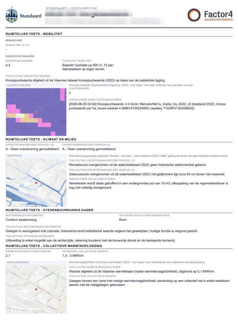 PDF-gebouwfiche met de ruimtelijke toets, kaartjes en toelichtingen